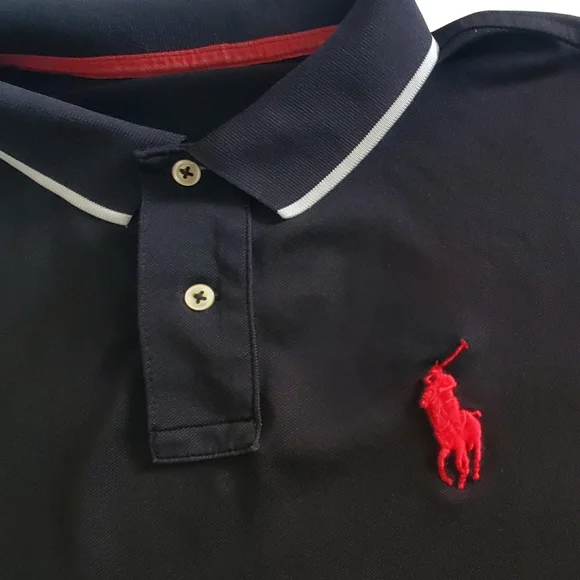 Polo by Ralph Lauren Short Sleeve Shirt Men's XL Black/ White Bigger Red Pony - Picture 5 of 7